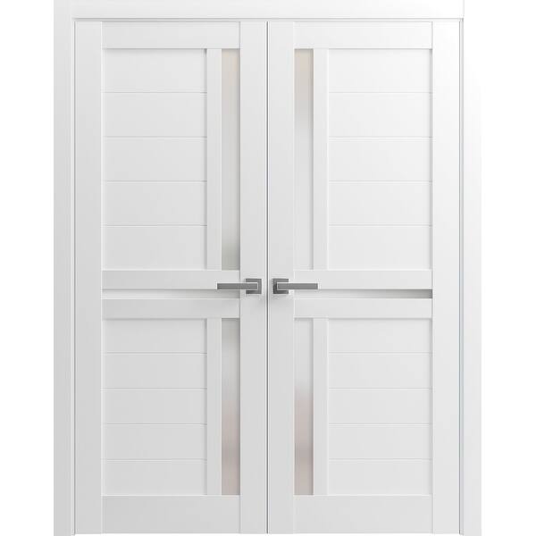 Solid French Double Doors 36 x 80 inches Veregio 7288 White Silk with